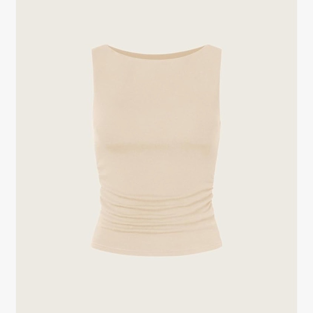 OGL Boat Neck Bra Tank Top - Cream